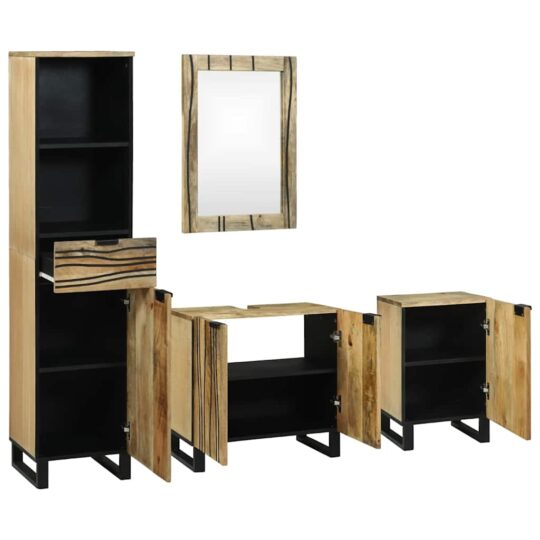 Alternative view of Set de mobilier pentru baie cu raft 4 pcs Maro 38 x 33 x 160 cm