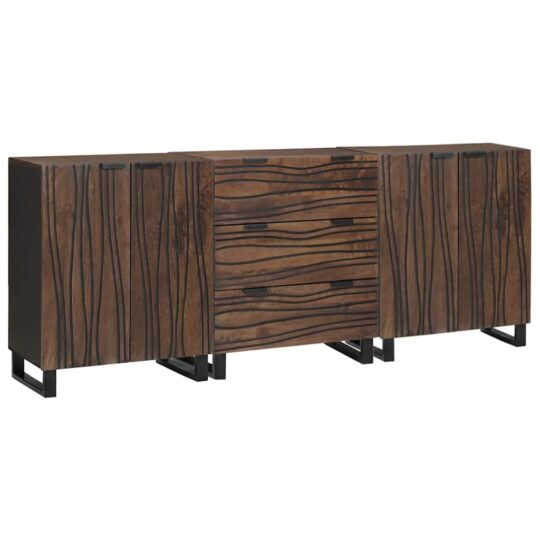 Set de mobilier pentru baie cu raft 3 pcs Maro 180 x 33 x 75 cm