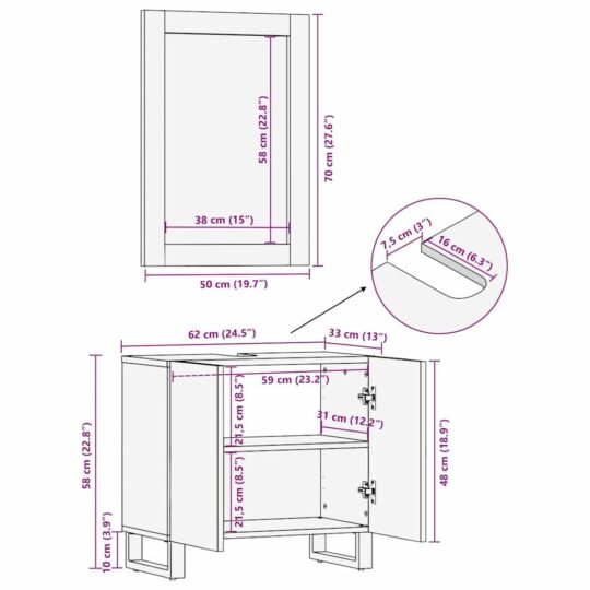 3310054 12 Set de mobilier pentru baie 2 pcs Culoare Nuc 62 x 33 x 58 cm 3310054 12