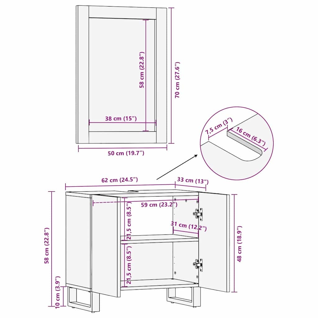 3310054 12 Set de mobilier pentru baie 2 pcs Culoare Nuc 62 x 33 x 58 cm Set de mobilier pentru baie 2 pcs Culoare Nuc 62 x 33 x 58 cm - imagine 12
