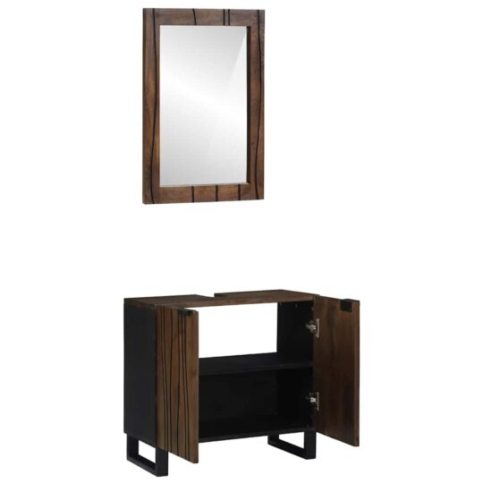 Alternative view of Set de mobilier pentru baie 2 pcs Culoare Nuc 62 x 33 x 58 cm