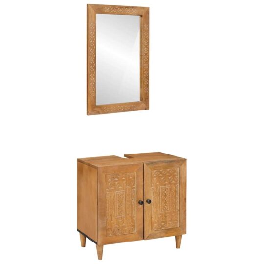 Set de mobilier pentru baie cu ușă 2 pcs Maro 62 x 33 x 58 cm