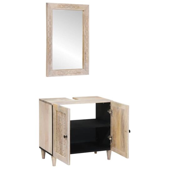 Alternative view of Set de mobilier pentru baie Pe perete 2 pcs Alb 62 x 33 x 58 cm