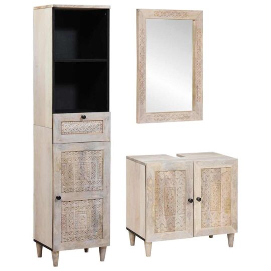 Set de mobilier pentru baie cu ușă 3 pcs Alb 38 x 33 x 160 cm