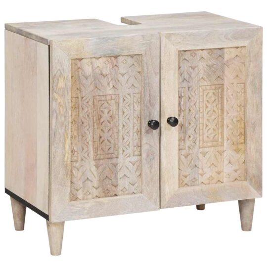 Alternative view of Set de mobilier pentru baie cu ușă 3 pcs Alb 38 x 33 x 160 cm
