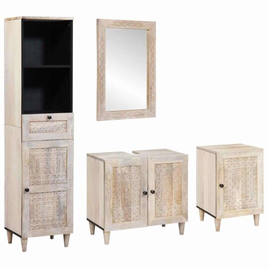Set de mobilier pentru baie cu ușă 4 pcs Alb 38 x 33 x 160 cm