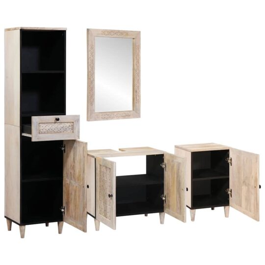 Alternative view of Set de mobilier pentru baie cu ușă 4 pcs Alb 38 x 33 x 160 cm