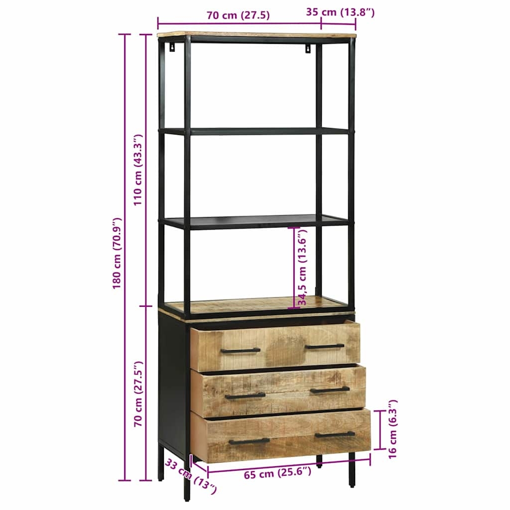 3310126 12 Bufet Maro 70 x 35 x 180 cm Lemn masiv de mango Bufet Maro 70 x 35 x 180 cm Lemn masiv de mango - imagine 12