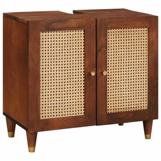 3310171 3 Mobilier pentru baie cu ușă 2 pcs 62 x 33 x 58 cm Lemn de mango solid 3310171 3