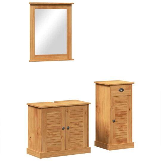 Alternative view of Set de mobilier pentru baie VIGO 3 pcs Maro 37 x 34 x 80 cm