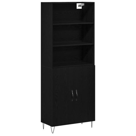 Bufet 2 pcs Stejar negru 70 x 34 x 180 cm Lemn compozit