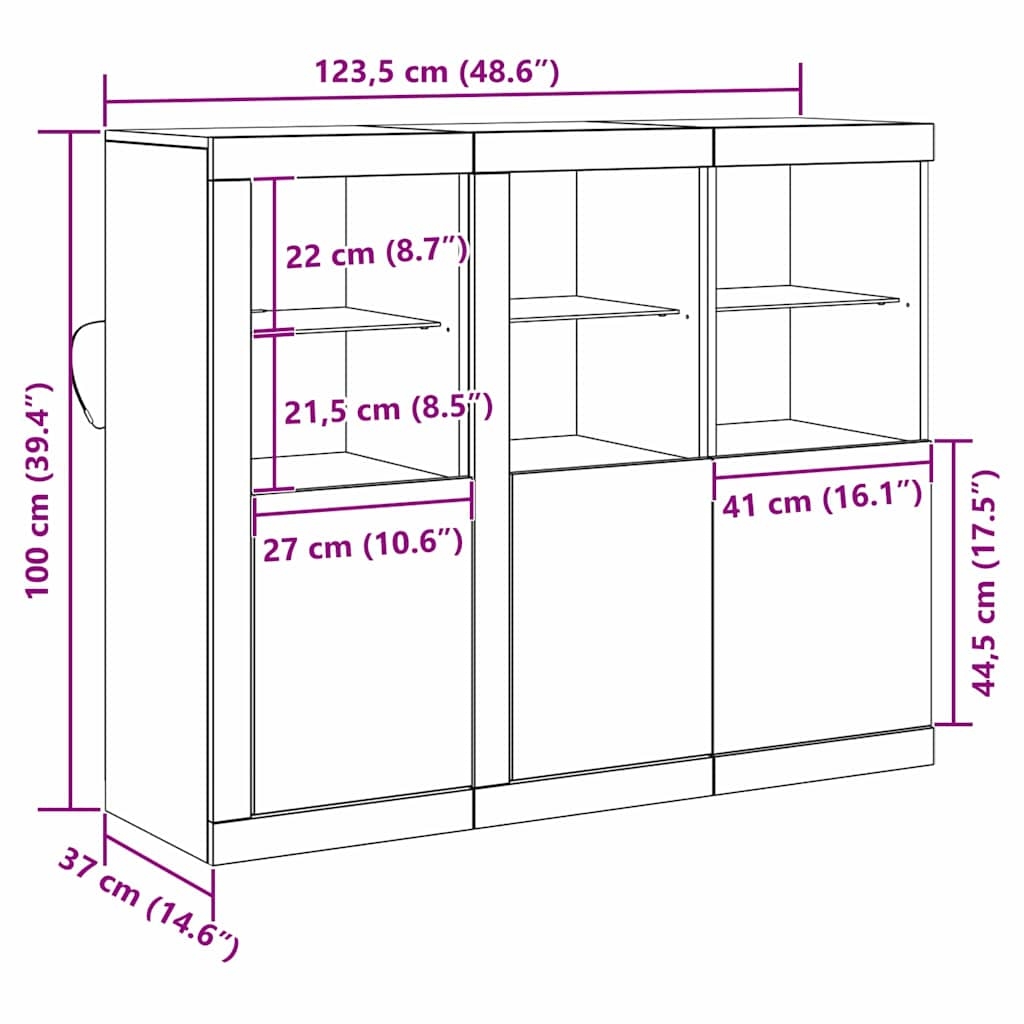 3333117 12 Bufet 3 pcs Lemn vechi 123 x 37 x 100 cm Lemn compozit Bufet 3 pcs Lemn vechi 123 x 37 x 100 cm Lemn compozit - imagine 12