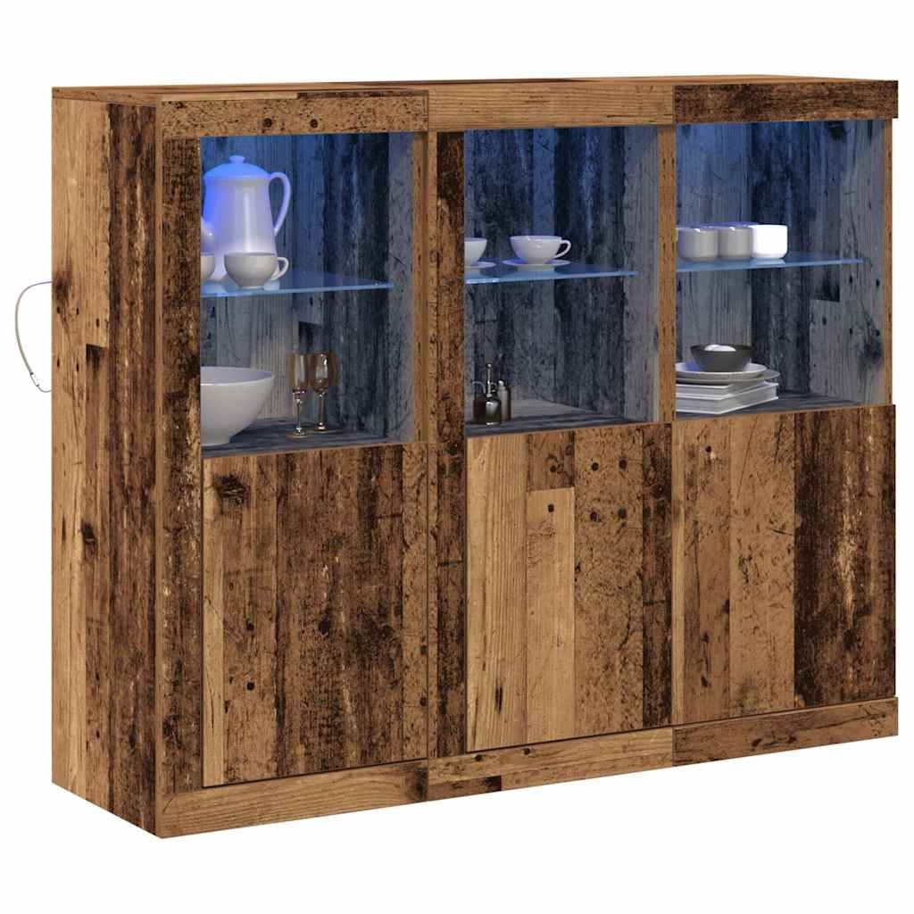 3333117 3 Bufet 3 pcs Lemn vechi 123 x 37 x 100 cm Lemn compozit Bufet 3 pcs Lemn vechi 123 x 37 x 100 cm Lemn compozit - imagine 3