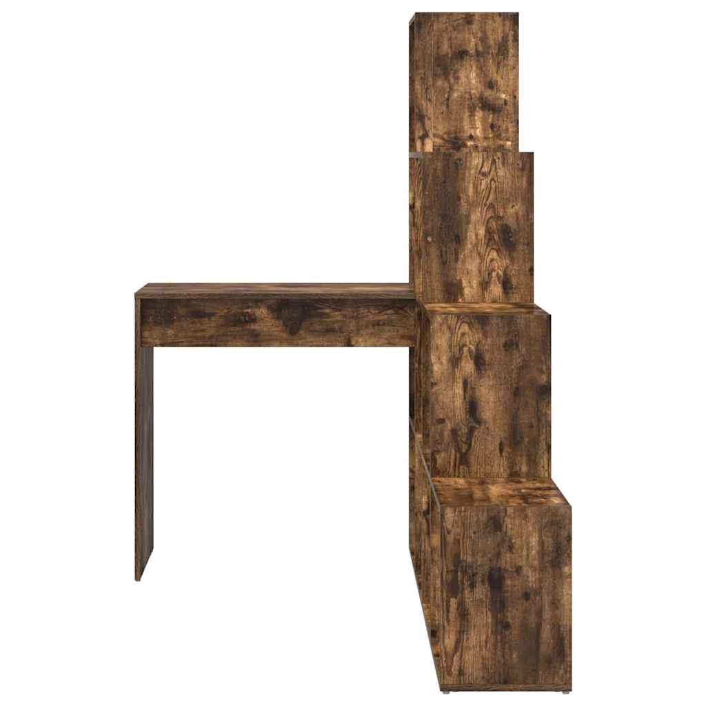 3337245 4 Birou de colț cu raft Stejar afumat 101.5 x 149.5 x 149.5 cm Birou de colț cu raft Stejar afumat 101.5 x 149.5 x 149.5 cm - imagine 4