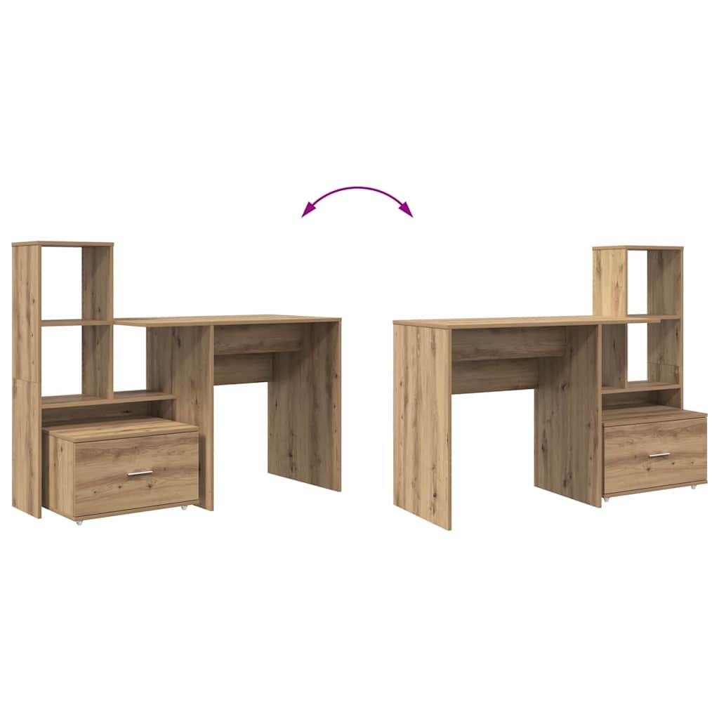 3337272 10 Birou stejar artizanal 131.5 x 50 x 106.5 cm Lemn compozit Birou stejar artizanal 131.5 x 50 x 106.5 cm Lemn compozit - imagine 10