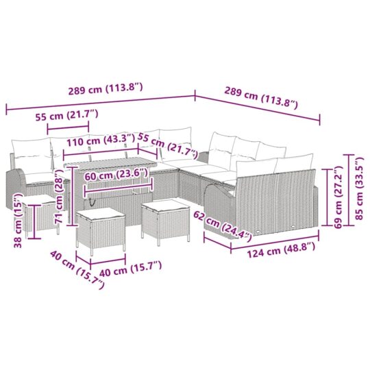 3364413 13 Set de canapele pentru grădină 14 pcs Gri 110 x 55 x 71 cm 3364413 13