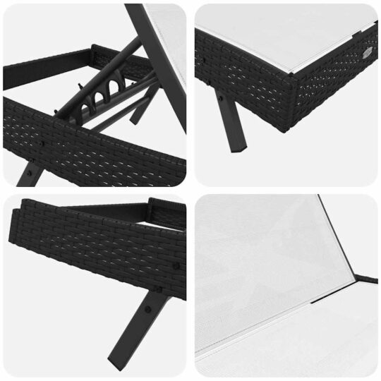 3381204 8 Șezlonguri 3 pcs Negru și Alb 40 x 40 x 40.5 cm poliratan 3381204 8