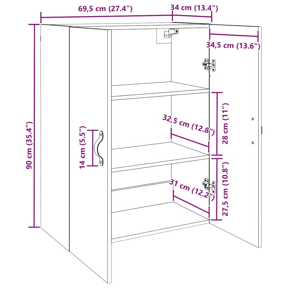 3394572 11 Mobilier cu Montaj pe Perete 2 pcs Lemn vechi 69.5 x 34 x 90 cm Mobilier cu Montaj pe Perete 2 pcs Lemn vechi 69.5 x 34 x 90 cm - imagine 11