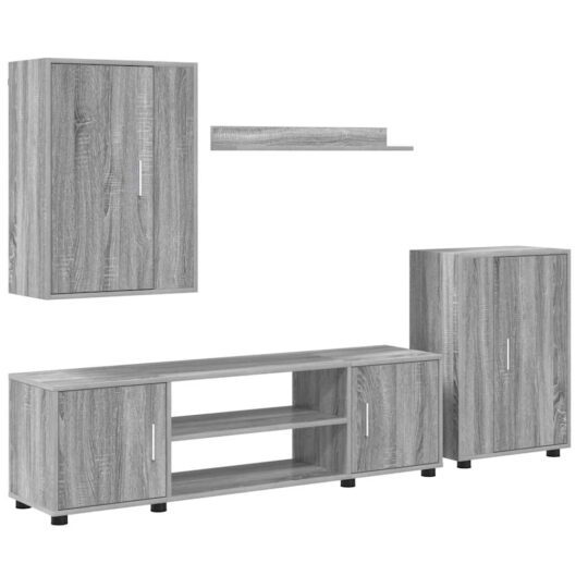 Alternative view of Set de 4 piese pentru cabinet TV 4 pcs sonoma gri Lemn compozit