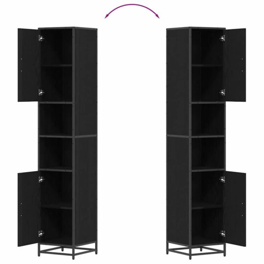 3402319 11 Dulap de Baie Stejar negru 35 x 37.5 x 188.5 cm Lemn compozit 3402319 11