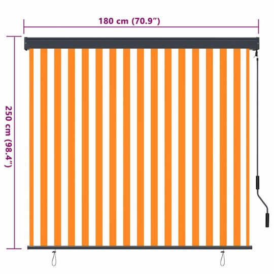 362083 8 Jaluzea Rulou de Exterior Dungi portocaliu și alb 180 x 250 cm 362083 8