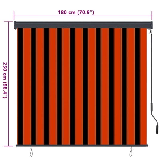 362086 8 Jaluzea Rulou de Exterior Dungi portocaliu și alb 180 x 250 cm 362086 8