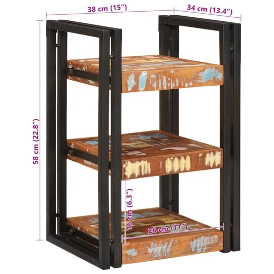 4016732 11 Noptieră Maro și negru 38 x 33 x 58 cm Lemn Solid Recuperat 4016732 11