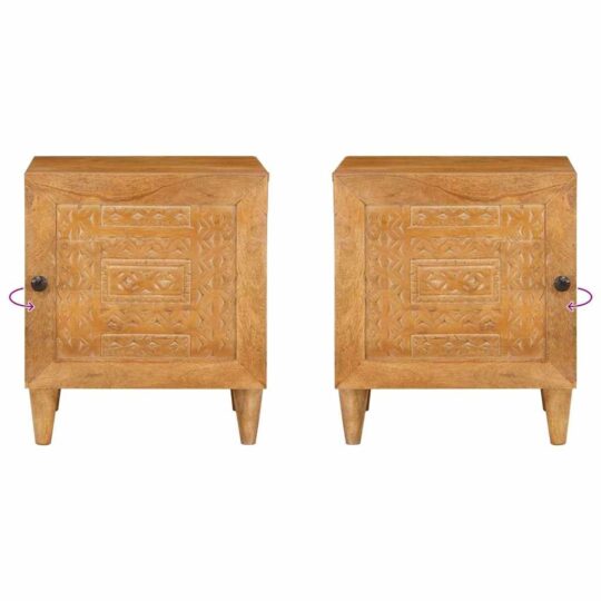 4018077 11 Noptieră 2 pcs Maro deschis 40 x 33 x 46 cm Lemn masiv de mango 4018077 11