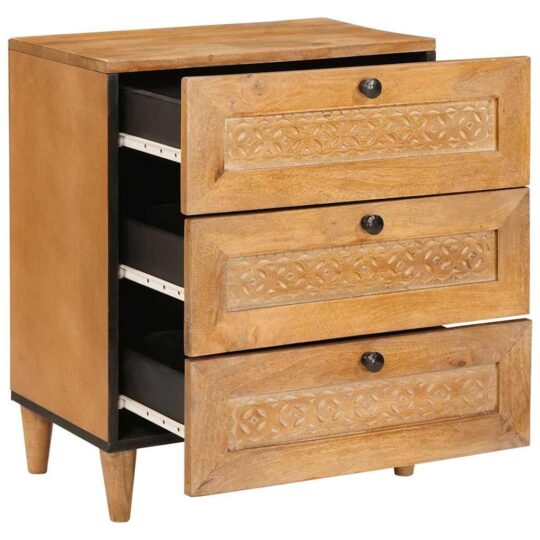 Alternative view of Noptieră Maro deschis 50 x 33 x 60 cm Lemn masiv de mango