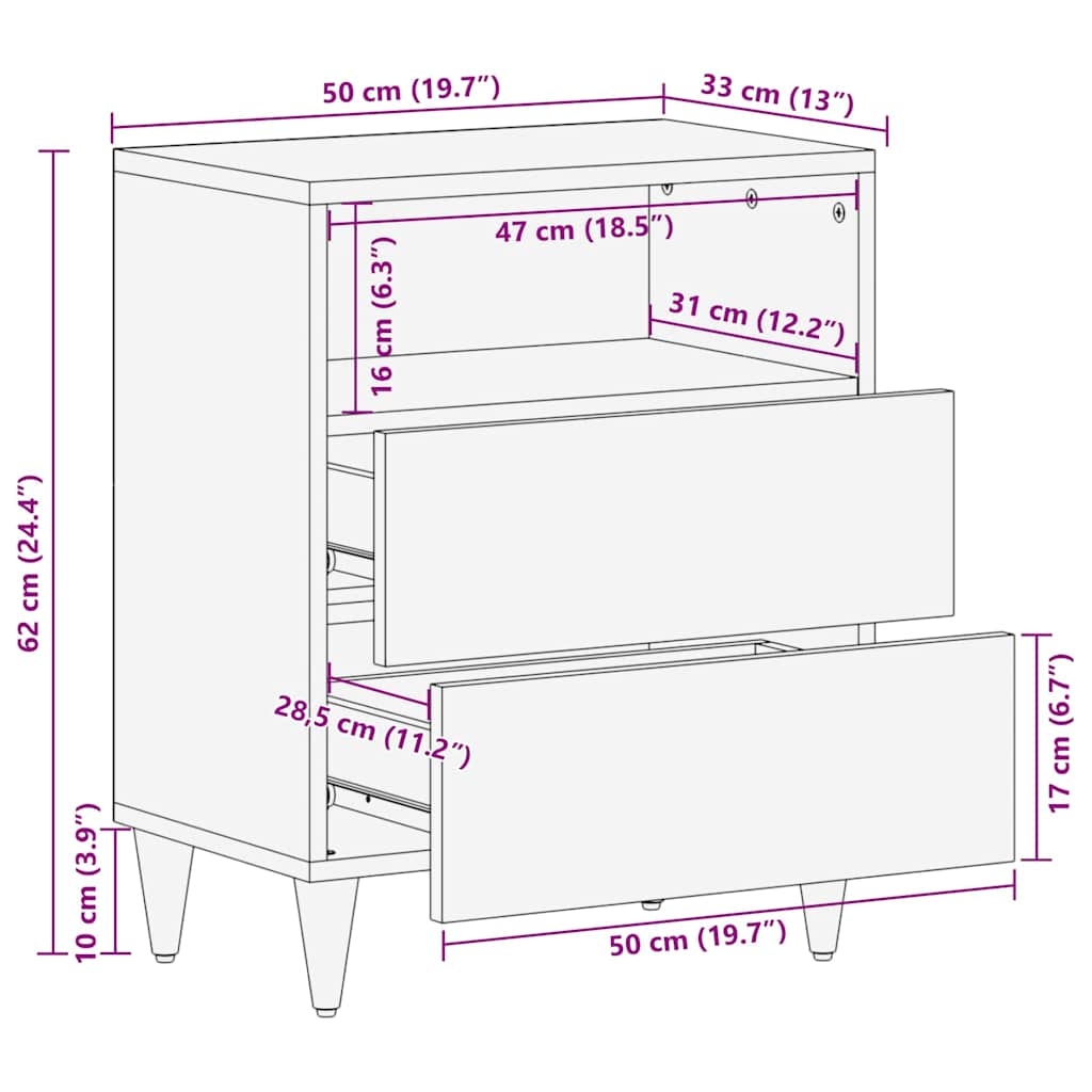 4018090 10 Noptieră Maro deschis 50 x 33 x 60 cm Lemn masiv de mango Noptieră Maro deschis 50 x 33 x 60 cm Lemn masiv de mango - imagine 10
