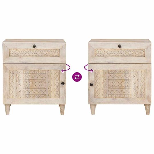 4018124 10 Noptieră cu sertar Bej 50 x 33 x 60 cm Lemn masiv de mango 4018124 10