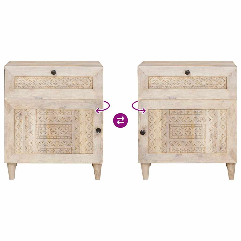 4018124 10 Noptieră cu sertar Bej 50 x 33 x 60 cm Lemn masiv de mango Noptieră cu sertar Bej 50 x 33 x 60 cm Lemn masiv de mango - imagine 10