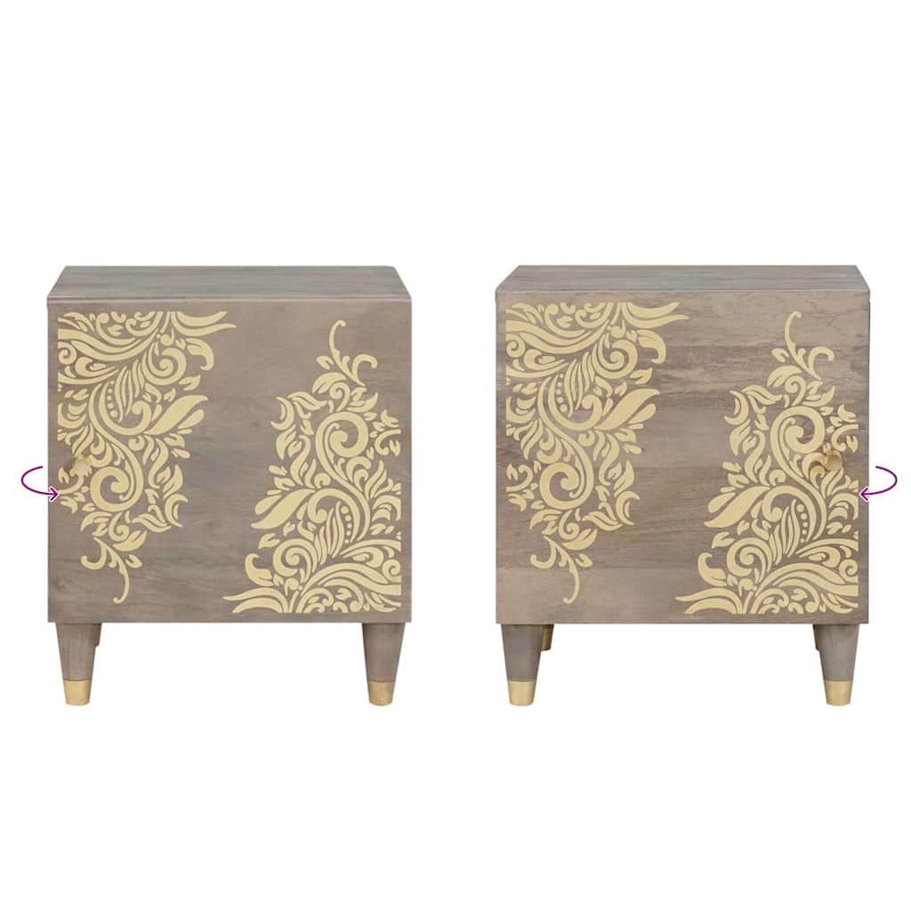 4018768 10 Dulap de noapte Gri 40 x 33 x 46 cm Lemn masiv de mango Dulap de noapte Gri 40 x 33 x 46 cm Lemn masiv de mango - imagine 10