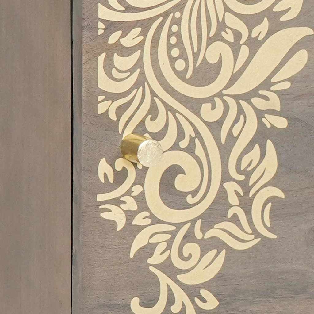 4018768 7 Dulap de noapte Gri 40 x 33 x 46 cm Lemn masiv de mango Dulap de noapte Gri 40 x 33 x 46 cm Lemn masiv de mango - imagine 7