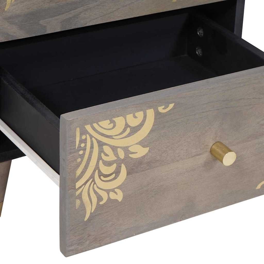 4018770 7 Dulap de noapte Gri 40 x 33 x 46 cm Lemn masiv de mango Dulap de noapte Gri 40 x 33 x 46 cm Lemn masiv de mango - imagine 7