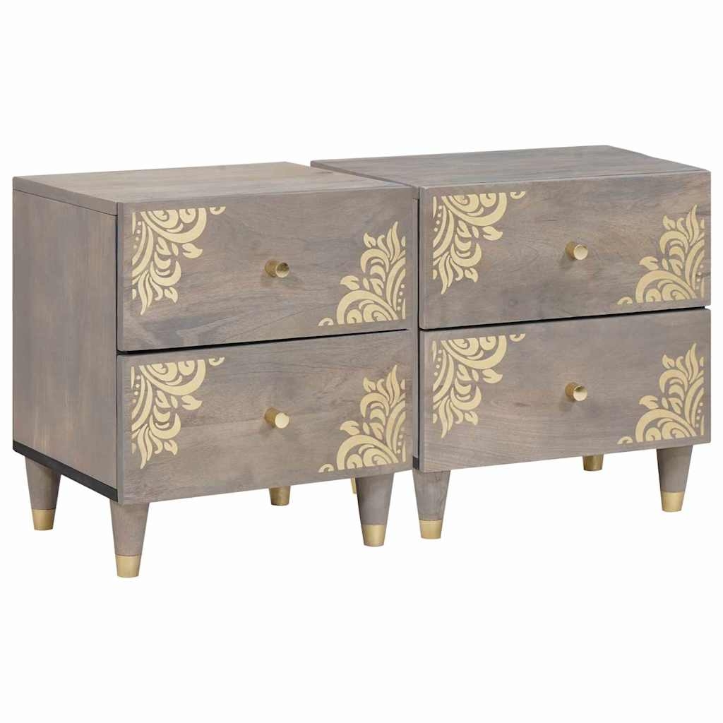 4018771 1 Dulap de noapte 2 pcs Gri 40 x 33 x 46 cm Lemn masiv de mango Dulap de noapte 2 pcs Gri 40 x 33 x 46 cm Lemn masiv de mango