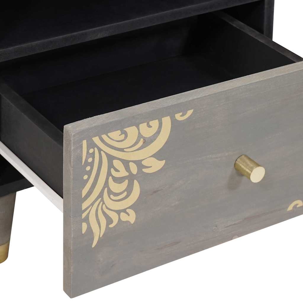 4018778 7 Dulap de noapte Gri 40 x 33 x 46 cm Lemn masiv de mango Dulap de noapte Gri 40 x 33 x 46 cm Lemn masiv de mango - imagine 7