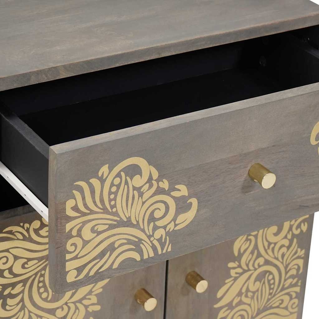 4018783 7 Dulap de noapte Gri 50 x 33 x 60 cm Lemn masiv de mango Dulap de noapte Gri 50 x 33 x 60 cm Lemn masiv de mango - imagine 7