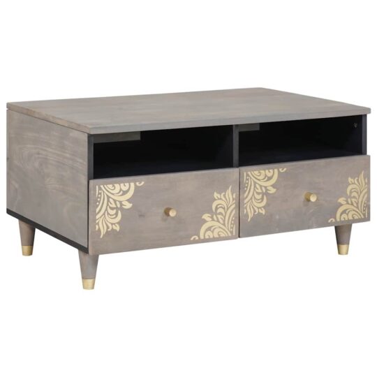 Masă de cafea Gri 80 x 54 x 40 cm Lemn masiv de mango