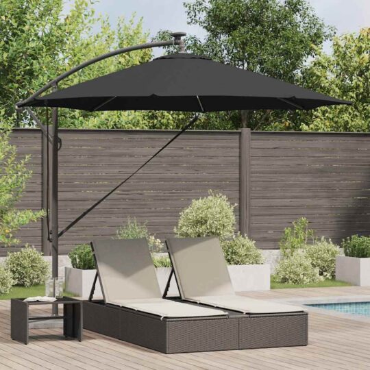 Parasol banana cu brațe Negru 294 x 294 x 248 cm