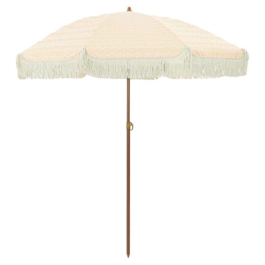 Umbrelă de soare Galben și alb Ø 160 x 195 cm Oțel