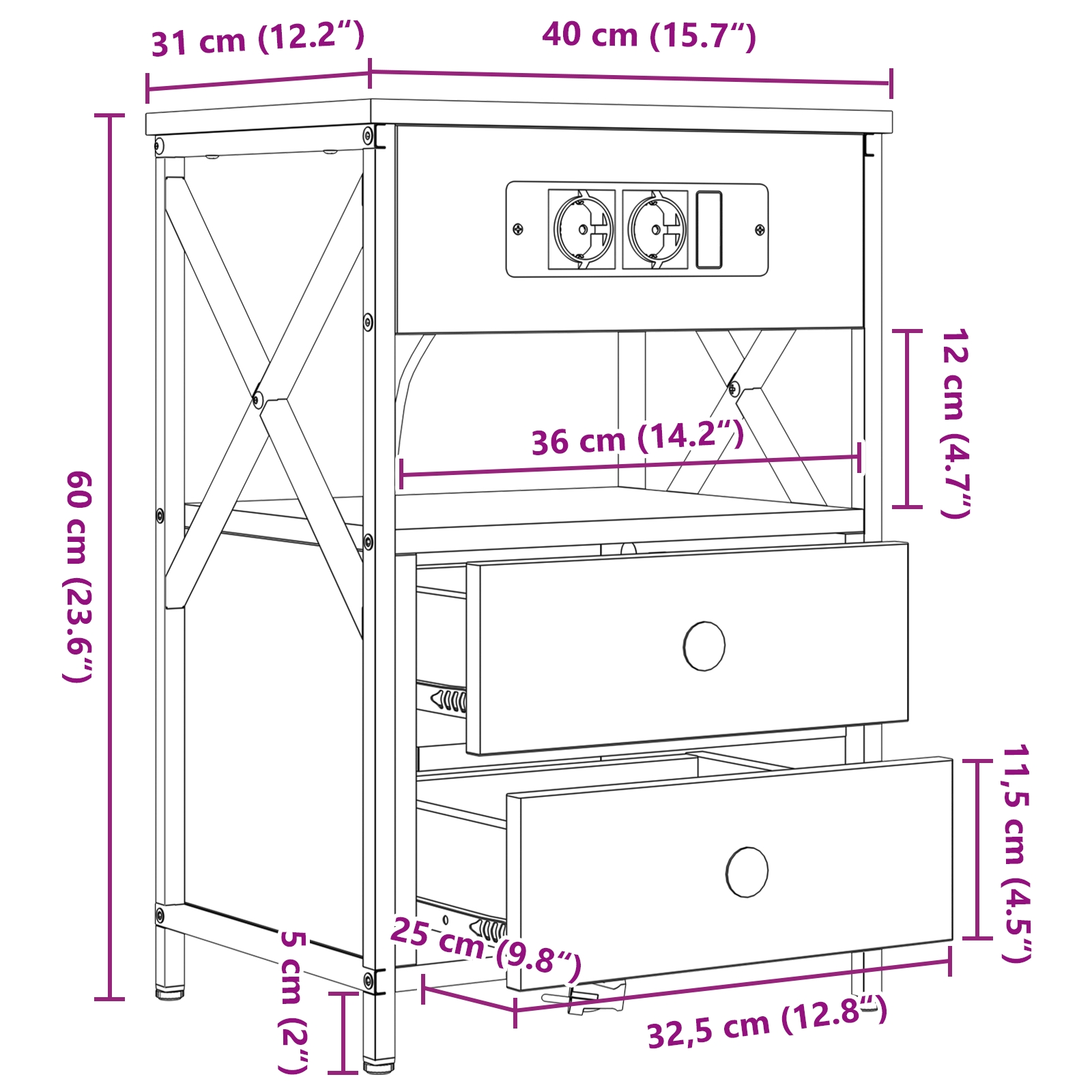 859466 13 Dulap de noapte sonoma gri 40 x 31 x 60 cm Lemn compozit Dulap de noapte sonoma gri 40 x 31 x 60 cm Lemn compozit - imagine 13