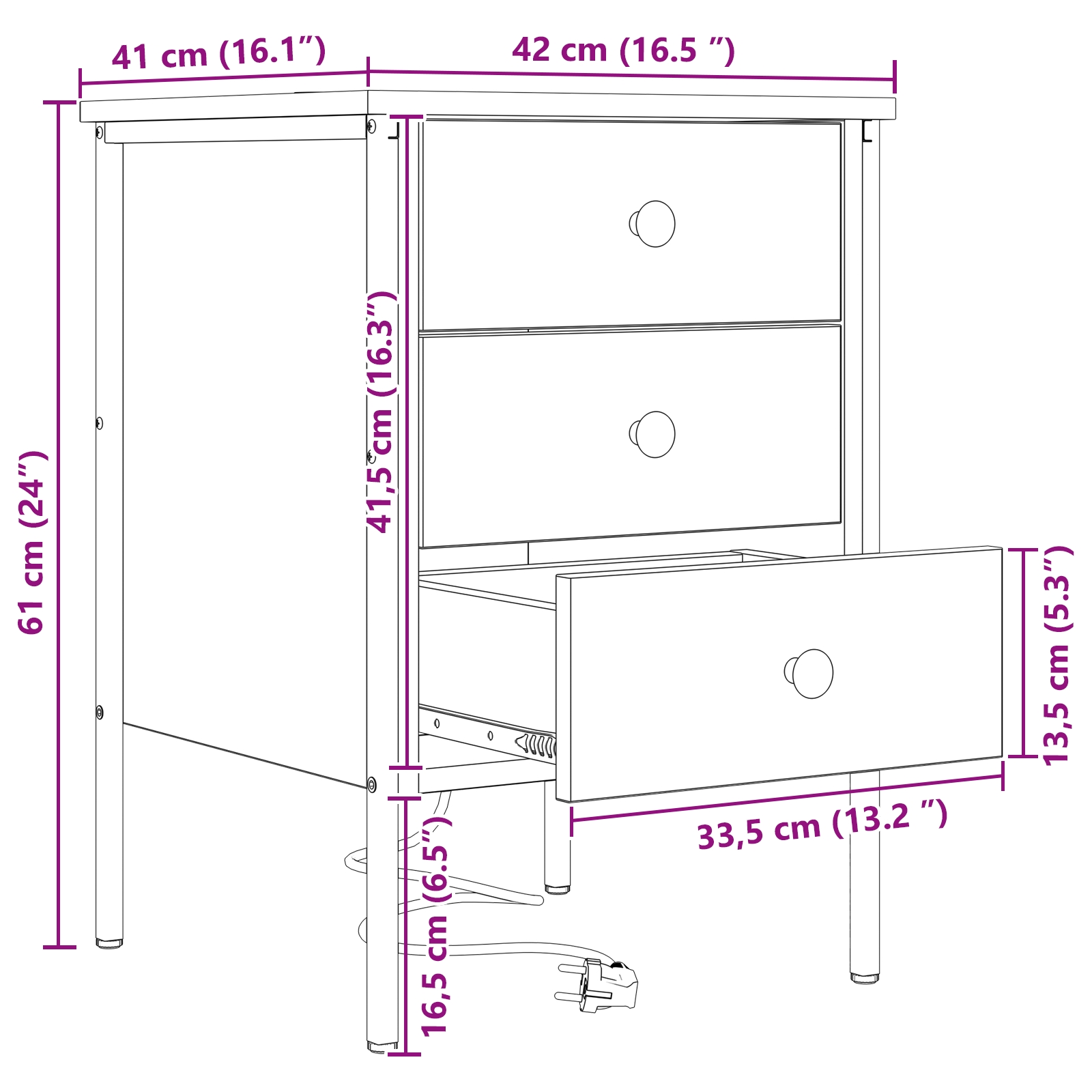 859486 13 Dulap de noapte sonoma gri 42 x 41 x 61 cm Lemn compozit Dulap de noapte sonoma gri 42 x 41 x 61 cm Lemn compozit - imagine 13