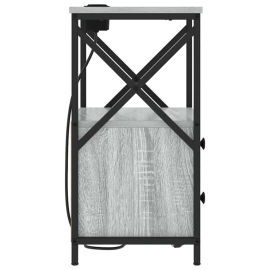 859566 7 Cabinet de noptiere cu stație de încărcare cu sertar sonoma gri 859566 7