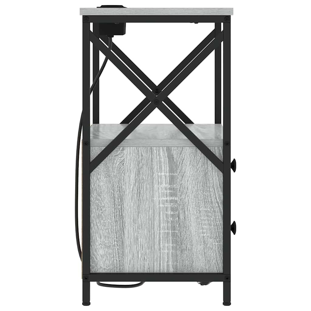 859566 7 Cabinet de noptiere cu stație de încărcare cu sertar sonoma gri Cabinet de noptiere cu stație de încărcare cu sertar sonoma gri - imagine 7