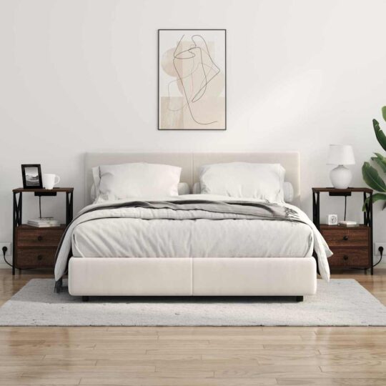 859569 4 Cabinet de noptiere cu stație de încărcare 2 pcs Stejar brun 859569 4