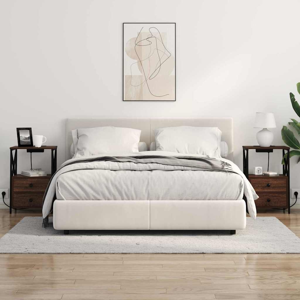 859569 4 Cabinet de noptiere cu stație de încărcare 2 pcs Stejar brun Cabinet de noptiere cu stație de încărcare 2 pcs Stejar brun - imagine 4