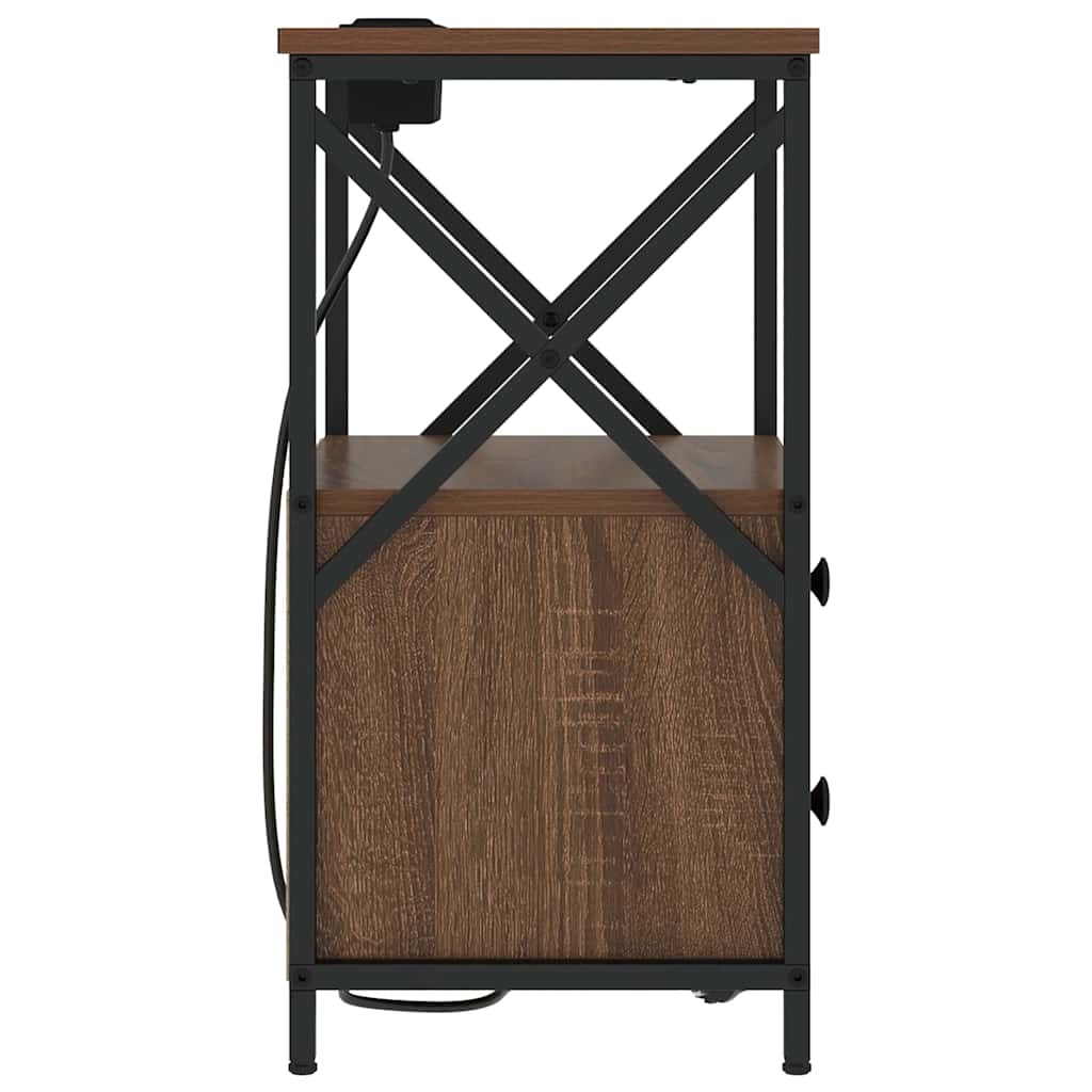 859569 8 Cabinet de noptiere cu stație de încărcare 2 pcs Stejar brun Cabinet de noptiere cu stație de încărcare 2 pcs Stejar brun - imagine 8