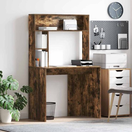 Birou cu raft Stejar afumat 91 x 50 x 149 cm Lemn compozit