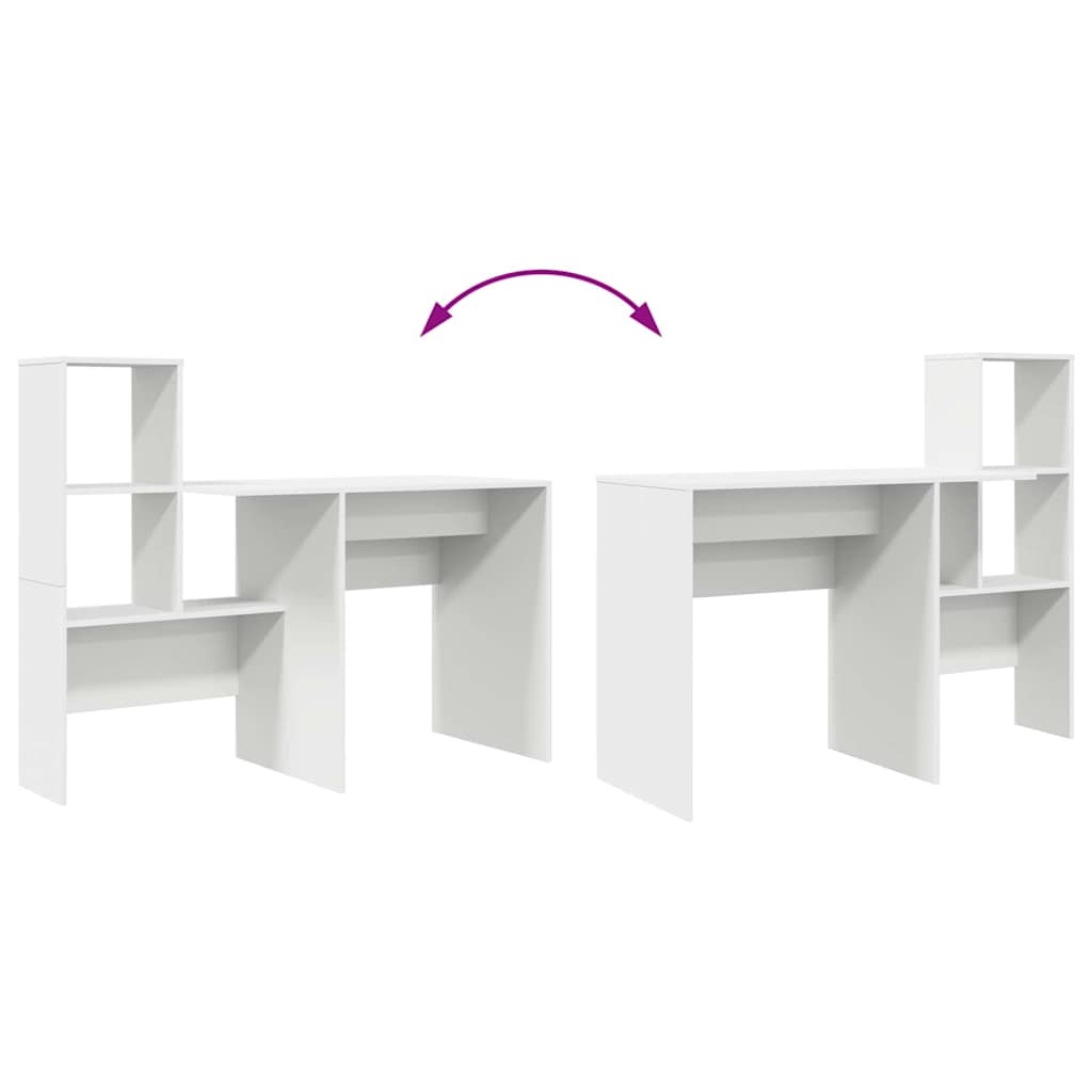 869298 8 Birou cu raft Alb 131.5 x 50 x 106.5 cm Lemn compozit Birou cu raft Alb 131.5 x 50 x 106.5 cm Lemn compozit - imagine 8